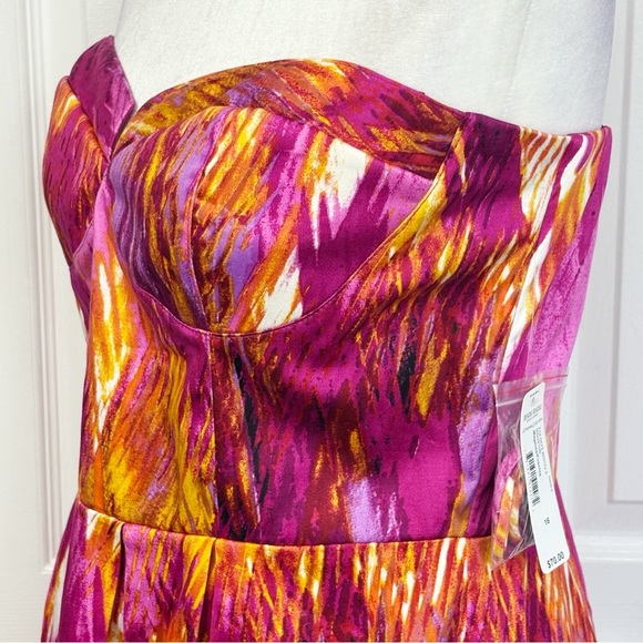 NWT Bisou Bisou Magenta Fuchsia Print Strapless Corset Mini Dress 16 - Picture 7 of 16